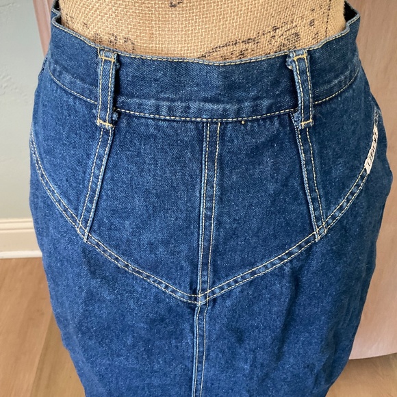 Vintage Denim Midi Skirt pencil straight seamed Y2K 90’s western festival Small - Picture 6 of 15